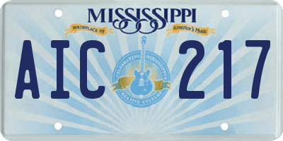 MS license plate AIC217