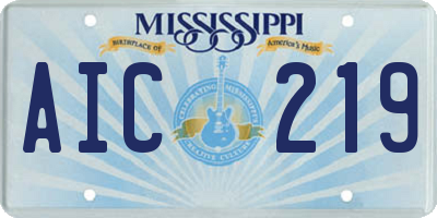 MS license plate AIC219