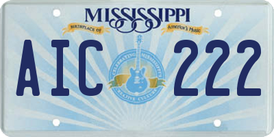 MS license plate AIC222
