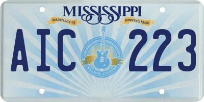 MS license plate AIC223