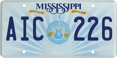 MS license plate AIC226