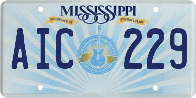 MS license plate AIC229