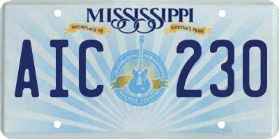 MS license plate AIC230