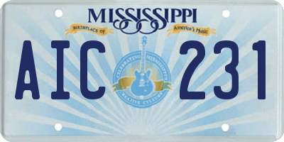 MS license plate AIC231