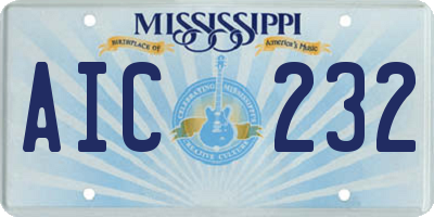 MS license plate AIC232
