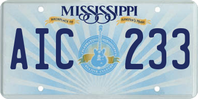 MS license plate AIC233