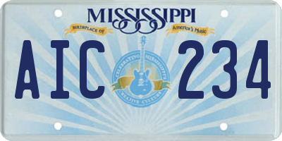 MS license plate AIC234