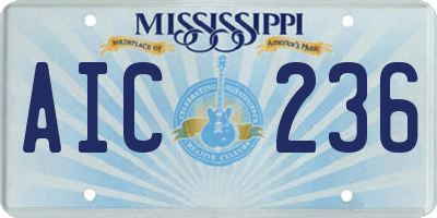 MS license plate AIC236