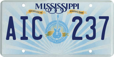 MS license plate AIC237