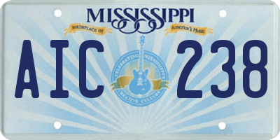 MS license plate AIC238