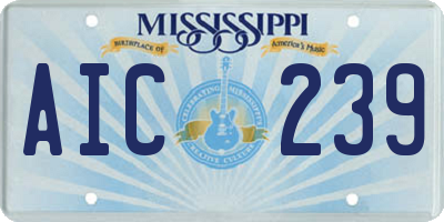 MS license plate AIC239