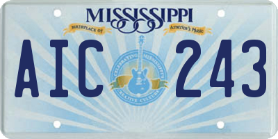MS license plate AIC243