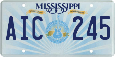 MS license plate AIC245