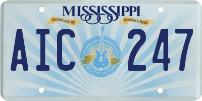 MS license plate AIC247