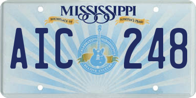 MS license plate AIC248