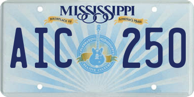 MS license plate AIC250