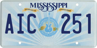 MS license plate AIC251