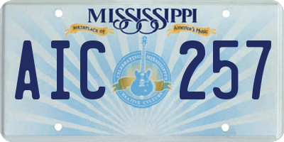 MS license plate AIC257