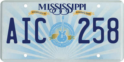 MS license plate AIC258