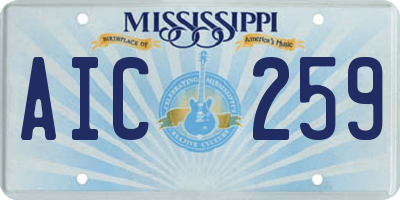 MS license plate AIC259