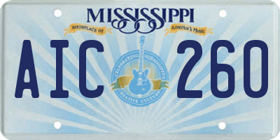 MS license plate AIC260