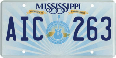 MS license plate AIC263