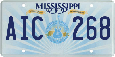 MS license plate AIC268