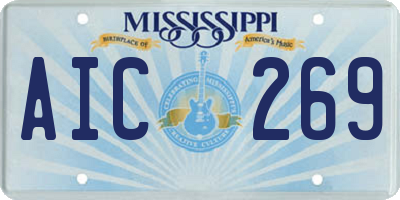 MS license plate AIC269