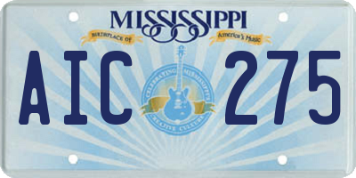 MS license plate AIC275