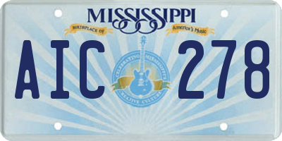 MS license plate AIC278