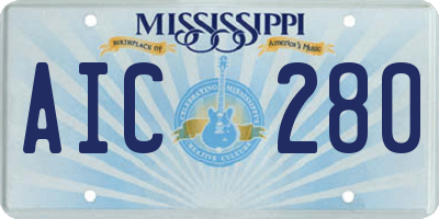 MS license plate AIC280