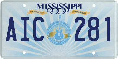 MS license plate AIC281