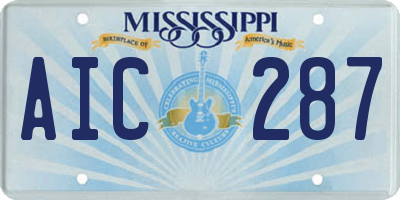 MS license plate AIC287
