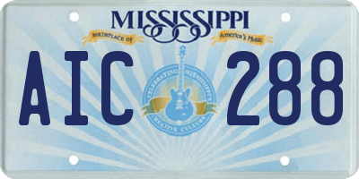 MS license plate AIC288