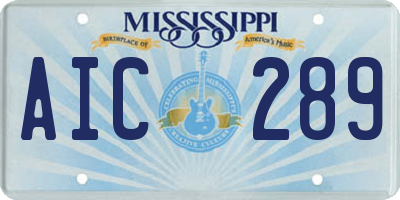 MS license plate AIC289