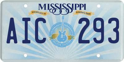 MS license plate AIC293