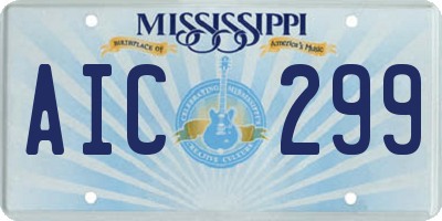 MS license plate AIC299