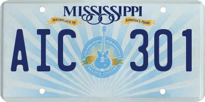MS license plate AIC301