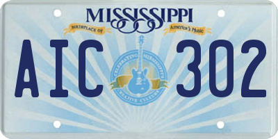 MS license plate AIC302