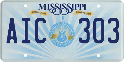 MS license plate AIC303