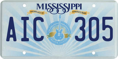 MS license plate AIC305
