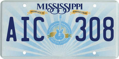 MS license plate AIC308