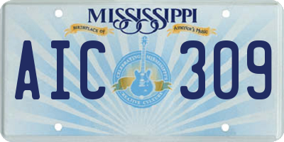 MS license plate AIC309