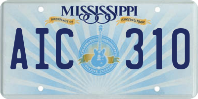 MS license plate AIC310