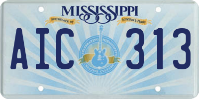 MS license plate AIC313