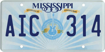 MS license plate AIC314