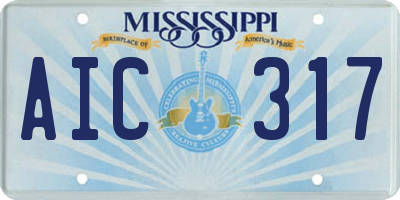 MS license plate AIC317