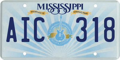 MS license plate AIC318