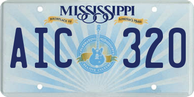 MS license plate AIC320