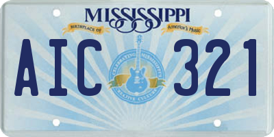 MS license plate AIC321